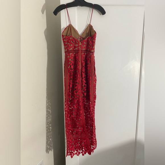 SELF-PORTRAIT Arabella Lace Midi Red Dress NEW - Picture 3 of 4